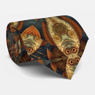 Gravata Padrão de peixes Steampunk