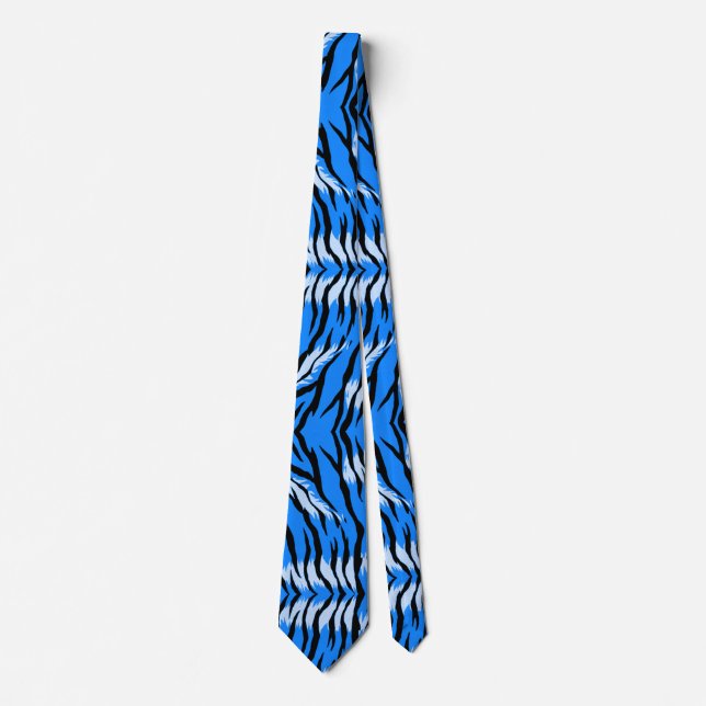 Gravata Padrão de Pele de Tigre Azul Design (Frente)