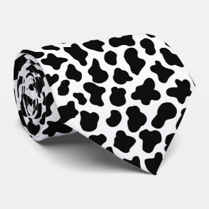 Gravata Padrão de pele de vaca preto e branco