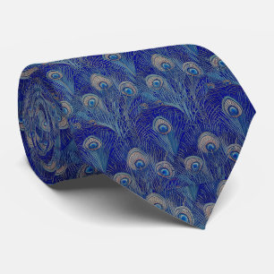 Gravata Padrão de Pena de Pavão de Luxo Art Nouveau