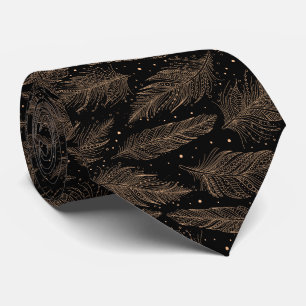 Gravata Padrão de pena vintage bege preto