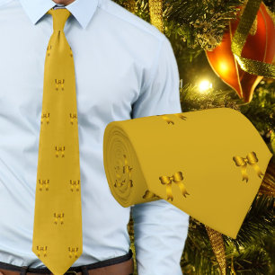 Gravata Padrão de pequenos laços de Natal dourados