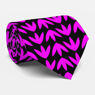 Gravata Padrão de Pés de Pássaro - Magenta em Preto