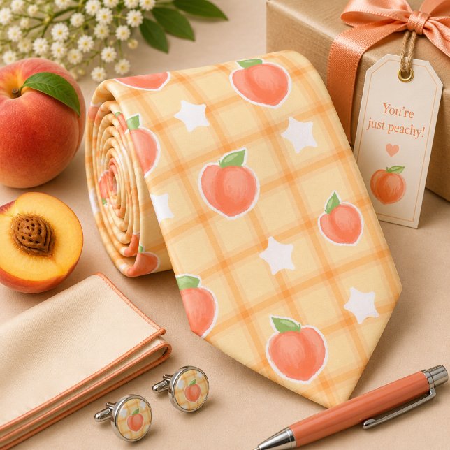 Gravata Padrão de Pêssego de Verão Kawaii (Criador carregado)