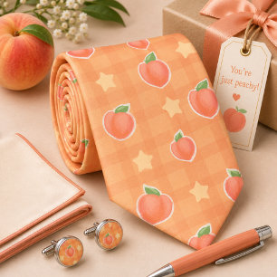 Gravata Padrão de Pêssego de Verão Kawaii