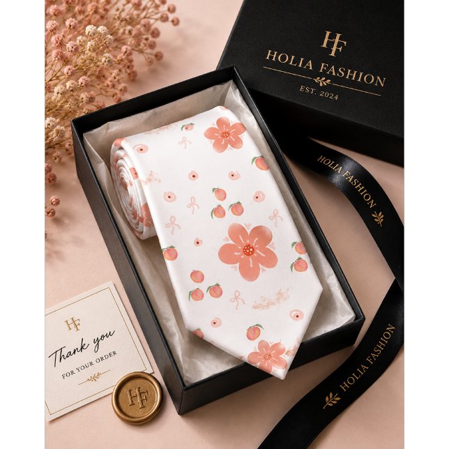 Gravata Padrão de Pêssego Floral (Criador carregado)