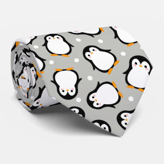 Gravata Padrão de pinguim fofo cinza padrão