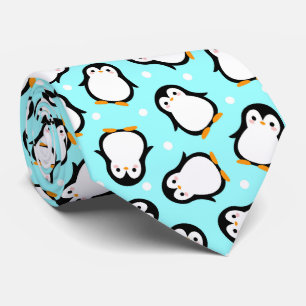 Gravata Padrão de pinguim fofo padrão turquesa