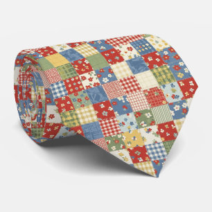 Gravata Padrão de Piquenique em Patchwork Floral Pastel (9