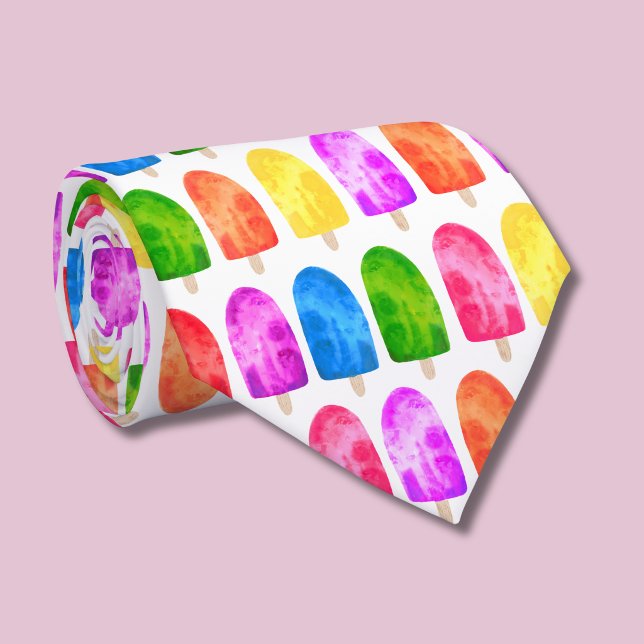 Gravata Padrão de pirulito de gelo Popsicle colorido (Popsicle ice lolly tie)