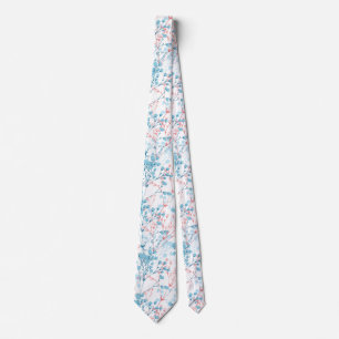 Gravata Padrão de Planta Floral primavera rosa e azul