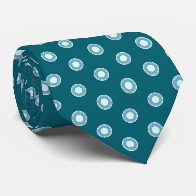 Gravata Padrão de Ponto Branco Azul Verde Teal (Rolled)