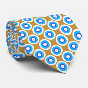 Gravata Padrão de ponto de anel azul e branco