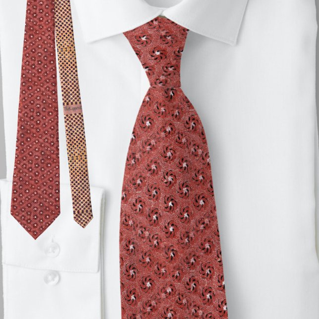 Gravata Padrão de Ponto Floral Vermelho Vintage (Criador carregado)