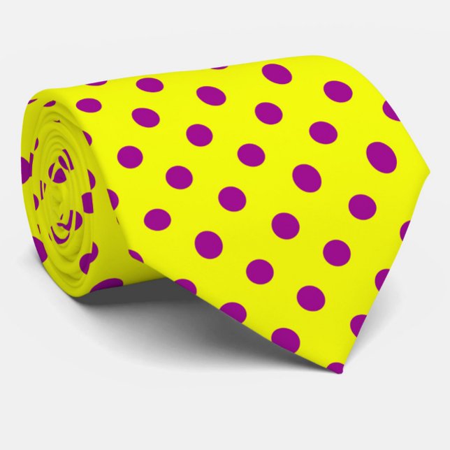 Gravata Padrão de Pontos Amarelos e Roxos em Design  (Criador carregado)