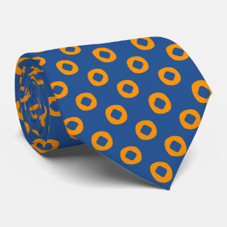 Gravata Padrão de Pontos Laranja e Azul-Marinho