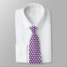 Gravata Padrão de Pontos Minimo Roxo e Branco