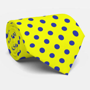 Gravata Padrão de Pontos Polka Amarelo Azul Design 