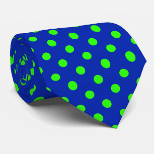 Gravata Padrão de Pontos Polka Azuis em Verde