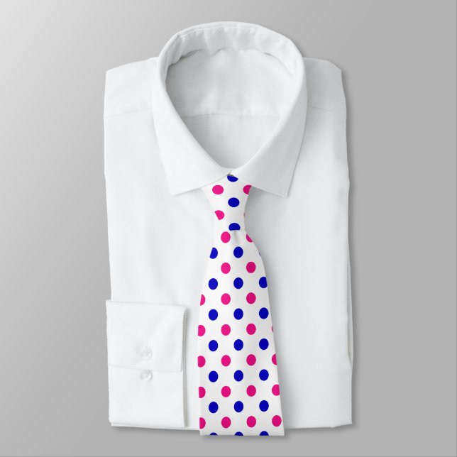 Gravata Padrão de Pontos Vermelho Rosa Azul (Amarrado)