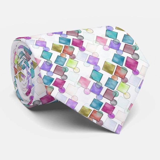 Gravata Padrão de quadrados pontilhados abstratos retrô so (Rolled)