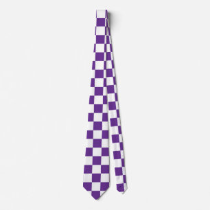 Gravata Padrão de quadro de verificação roxo e branco