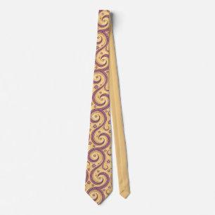 Gravata Padrão de redemoinho vintage em dourado e roxo ele