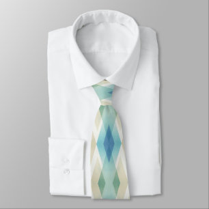 Gravata Padrão de Rhombuss de Teal Branco Azul bege Verde