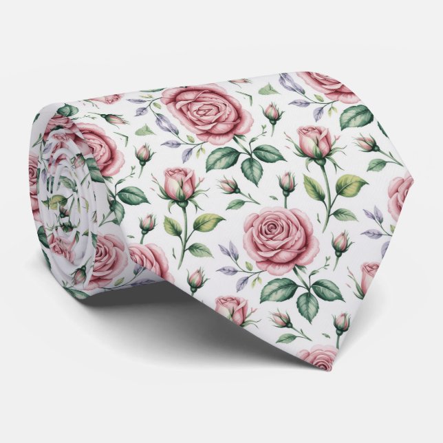 Gravata Padrão de rosa pastel macio (Rolled)