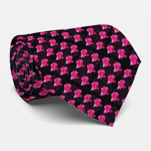 Gravata Padrão De Rosa Rosa E Preto,