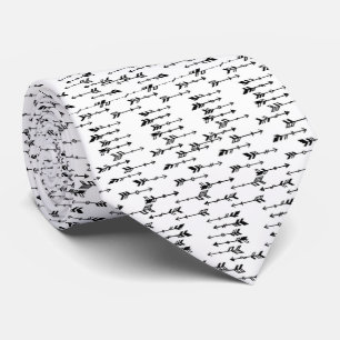 Gravata Padrão de seta boho minimalista preto e branco