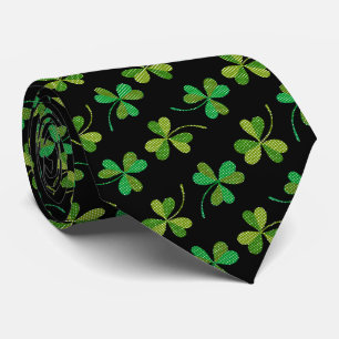 Gravata Padrão de Shamrock de cor branca e Dia de São Patr