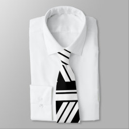 Gravata Padrão de Stripe de Chevron Preto e Branco