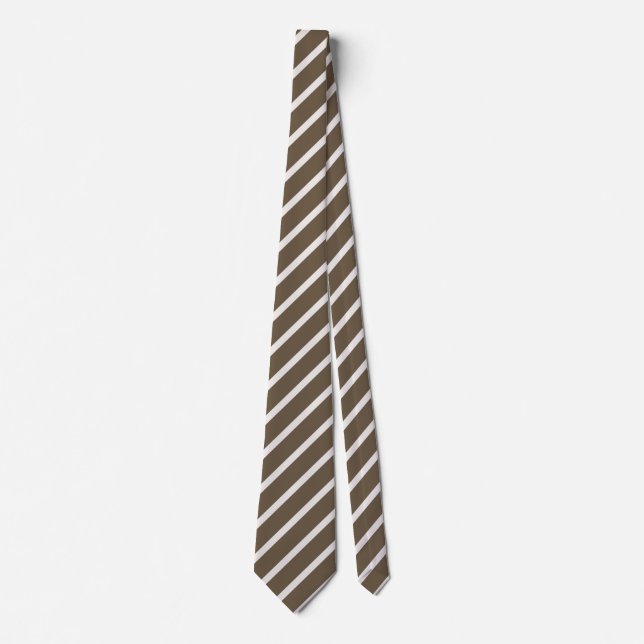 Gravata Padrão de Stripe Diagonal Castanho e bege (Frente)