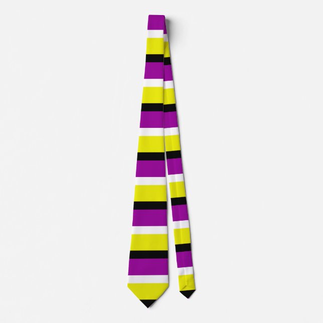 Gravata Padrão de Stripes Roxo Amarelo (Frente)