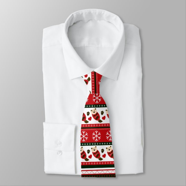 Gravata Padrão de Suéter de Natal (Amarrado)