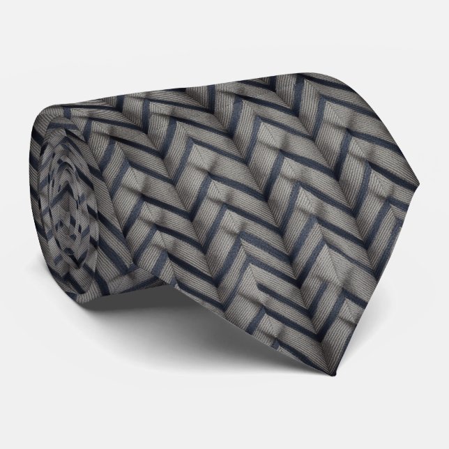 Gravata Padrão de Tecido Herringbone Clássico (Rolled)