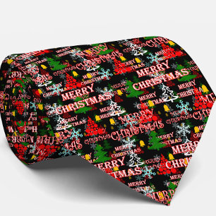 Gravata Padrão de texto decorativo Feliz Natal Design