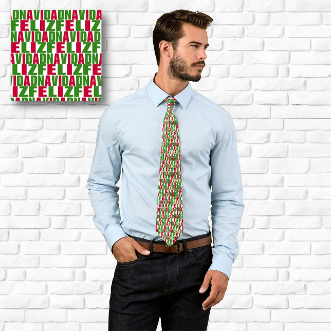 Gravata Padrão de texto Feliz Navidad (Feliz Navidad Text Pattern Tie)