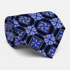 Gravata Padrão de Thobe Azul e Preto de Tatreez Henna