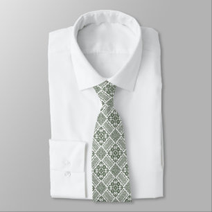 Gravata Padrão de Thobe Henna, de Tatreez Verde Azul