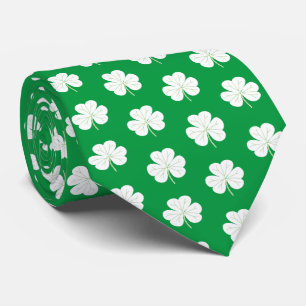 Gravata Padrão de trevo irlandês de Shamrock branco verde