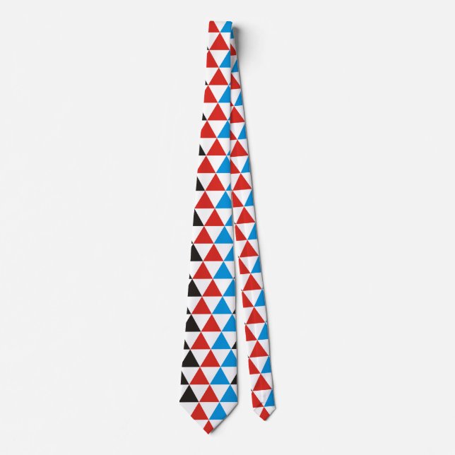 Gravata Padrão de triângulo bonito preto vermelho azul + s (Frente)