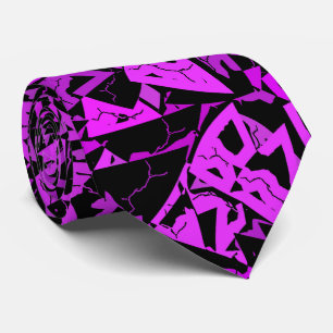 Gravata Padrão de Triângulo Preto Roxo