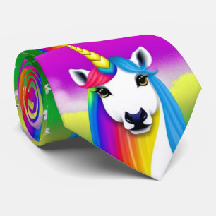 Gravata Padrão de Unicórnio Multicolorido do Orgulho