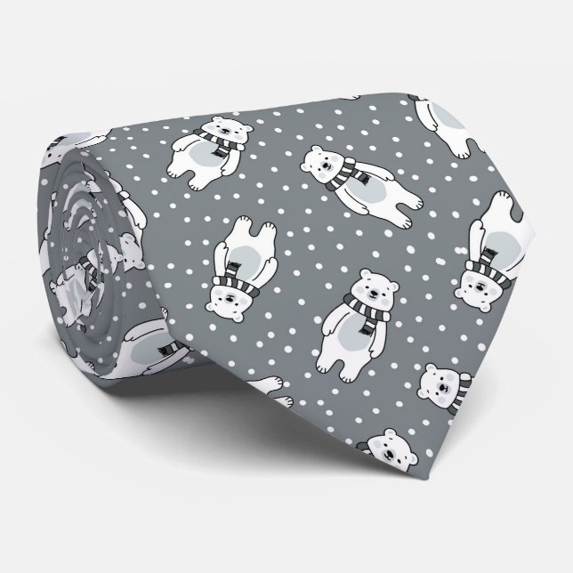 Gravata Padrão de urso polar fofo com neve (Rolled)