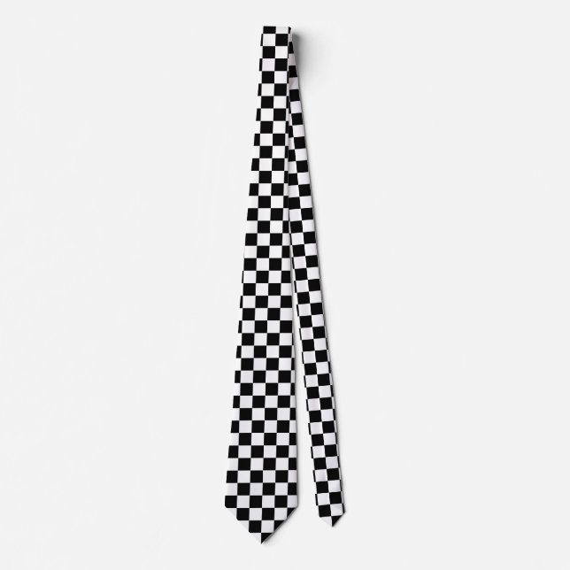 Gravata Padrão de Verificação Branco Preto (Frente)