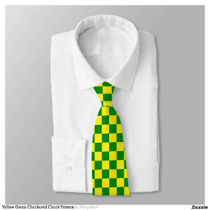 Gravata Padrão de Verificação Verde Amarelo