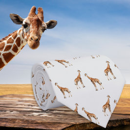 Gravata Padrão de Vida Selvagem de Girafas Cinza Claro