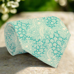 Gravata Padrão de Vintagem de Abstrato de Ondas Marítimas